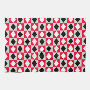 Linge De Cuisine Diamant rouge noir blanc géométrique Rhombus