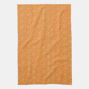 Linge De Cuisine Diamants damassés médiévaux, mandarine orange
