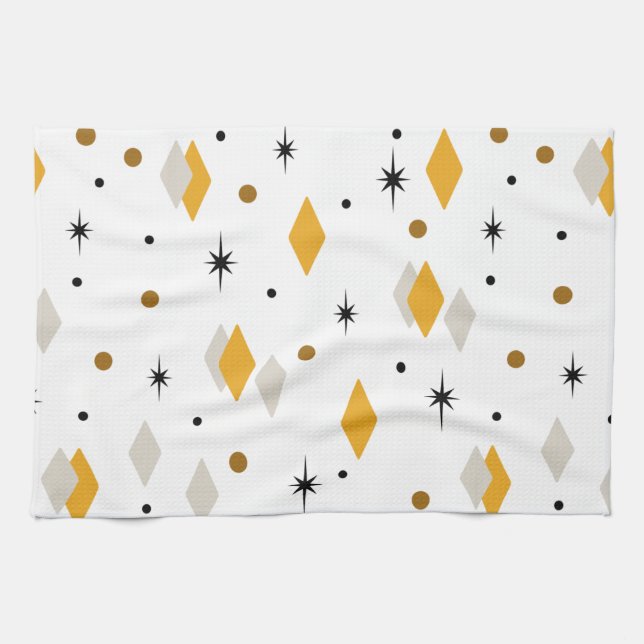 Linge De Cuisine Diamants de l'âge de l'espace orange blanc (Horizontal)