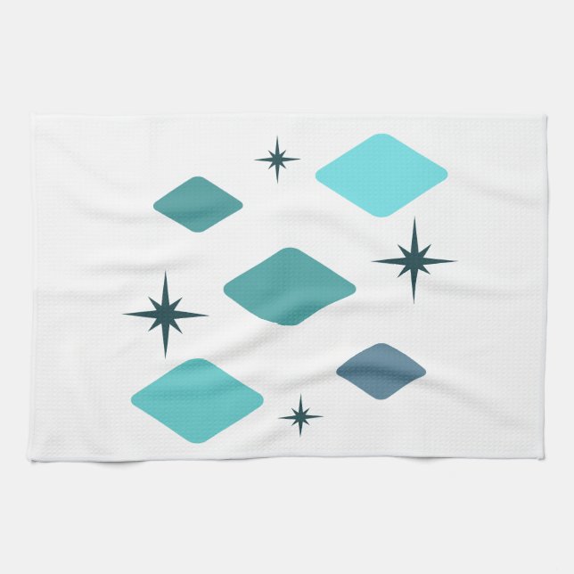 Linge De Cuisine Diamants moyens minimaux Turquoise (Horizontal)