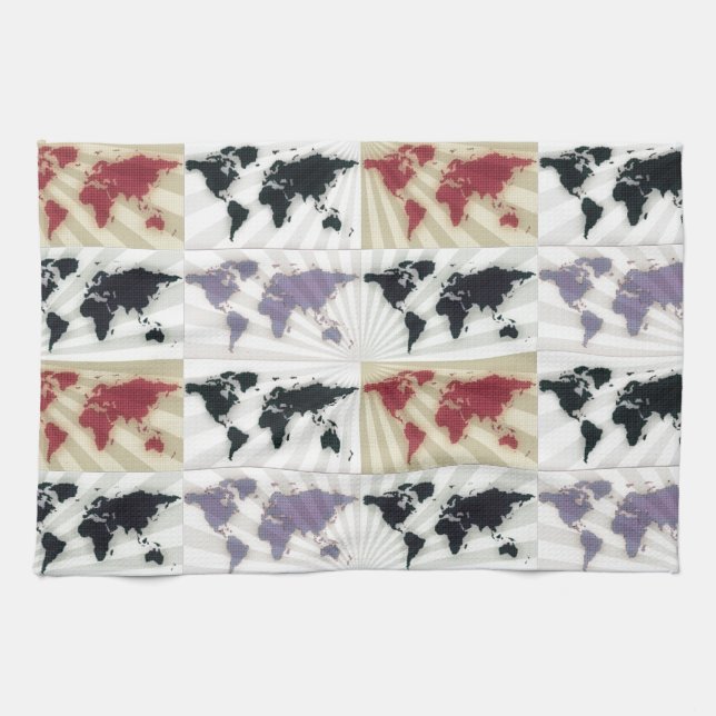 Linge De Cuisine Différentes cartes du monde (Horizontal)