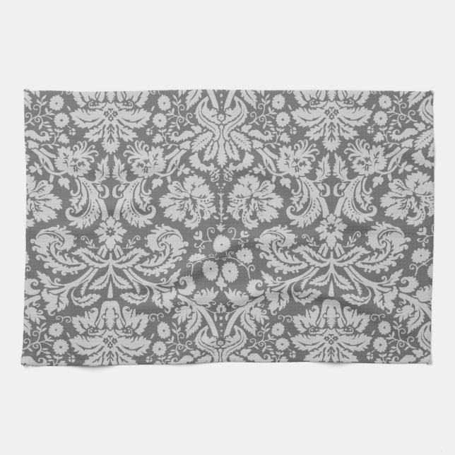 Linge De Cuisine Dim Grey Damask (Horizontal)