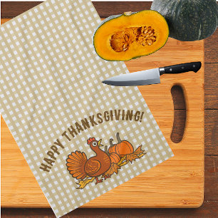 Linge De Cuisine Dinde de campagne Citrouilles Joyeux Thanksgiving!