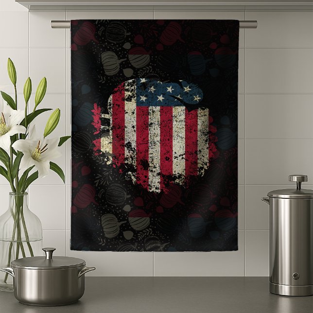 Linge De Cuisine Dinde de Thanksgiving avec drapeau américain (Créateur téléchargé)