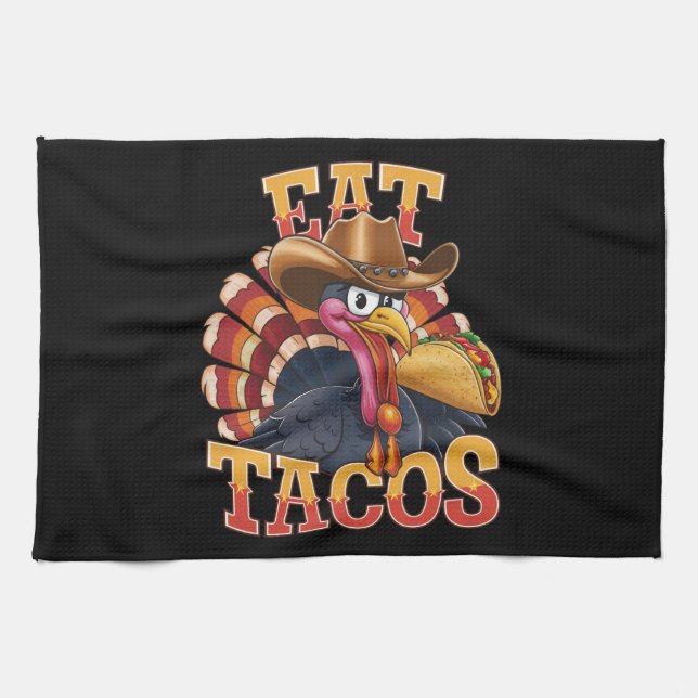 Linge De Cuisine Dinde de Thanksgiving Manger des Tacos  Drôle Mexi (Horizontal)