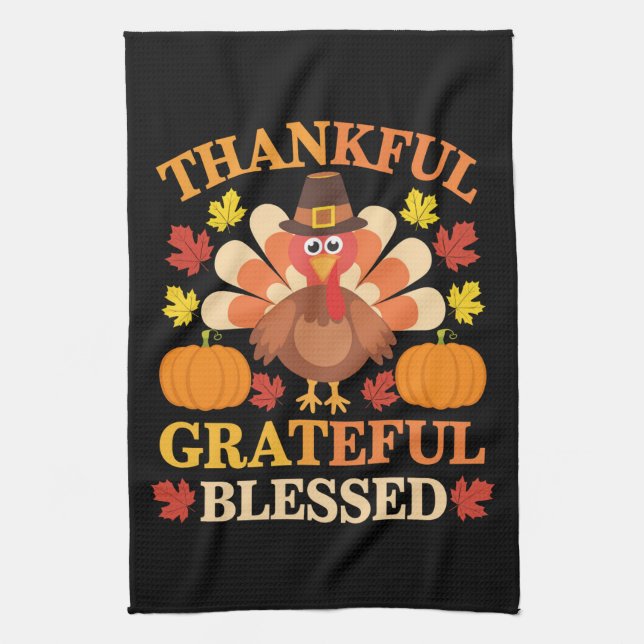Linge De Cuisine Dinde de Thanksgiving Turc Reconnaissant Grateful  (Vertical)