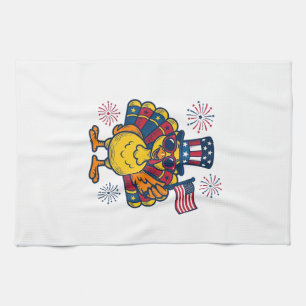 Linge De Cuisine Dinde patriotique drôle Feu d'artifice Chemise vin