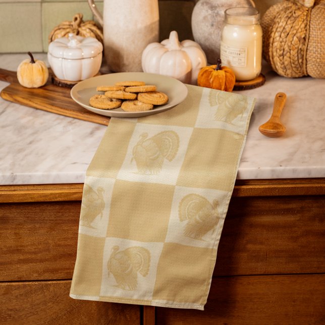 Linge De Cuisine Dindes blanches dorées en détresse de style campag (Handy kitchen towels make thoughtful gifts!)