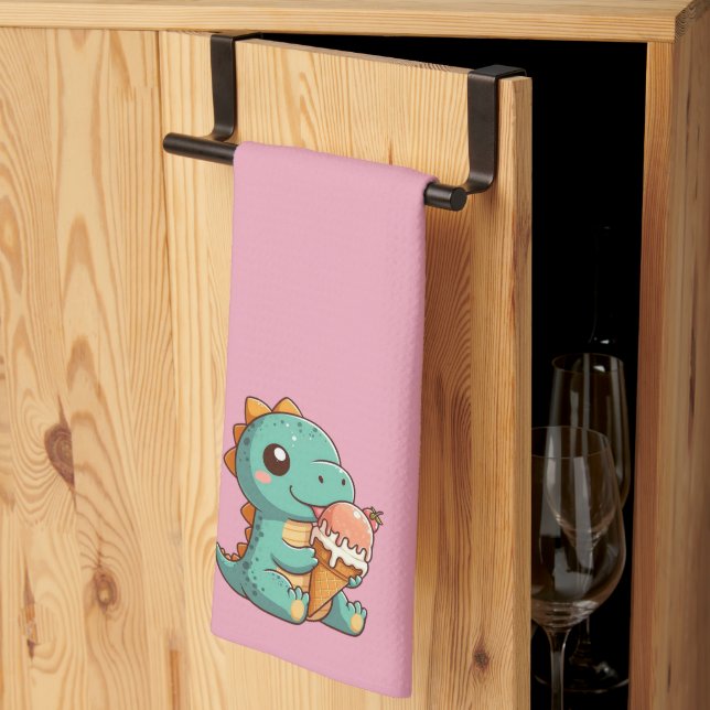 Linge De Cuisine Dino mignonne de glace mangeur (Pliage en tiers)