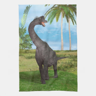 Linge De Cuisine Dinosaure sauropode dans un paysage préhistorique