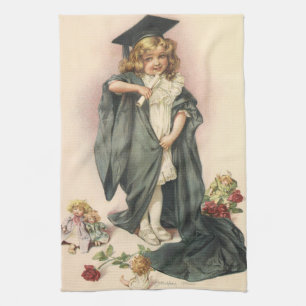 Linge De Cuisine Diplômée Vintage, Fille portant une casquette et u
