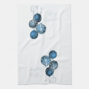 Linge De Cuisine Divertissement de Noël élégant bleu et argent