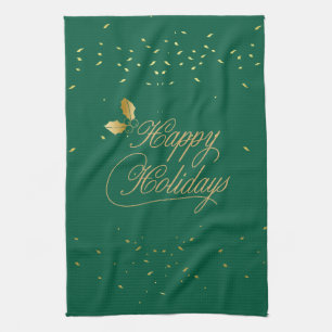 Linge De Cuisine Divertissement joyeux Noël vert et or