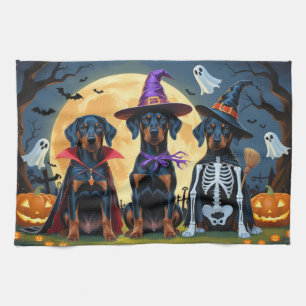 Linge De Cuisine Doberman Chiens Citrouille Halloween Drôle