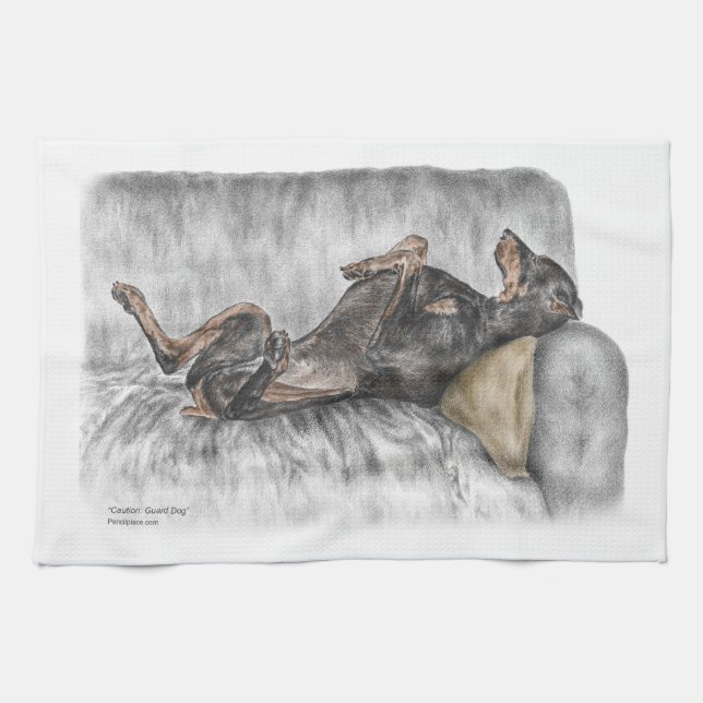 Linge De Cuisine Doberman drôle sur Sofa (Horizontal)
