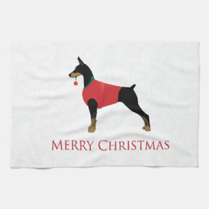 Linge De Cuisine Doberman Pinscher Chien Joyeux Noël Design