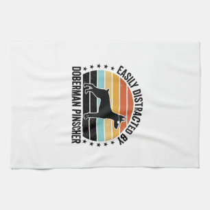 Linge De Cuisine Doberman Pinscher Graphique Vintage Coucher de Sol