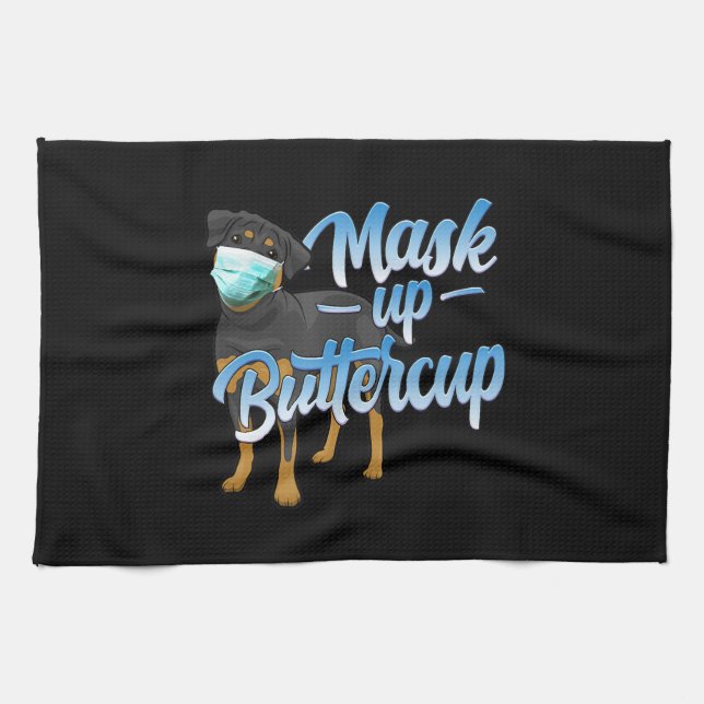 Linge De Cuisine Dog Rottweiler avec Masque - Masquer le Bouteille (Horizontal)
