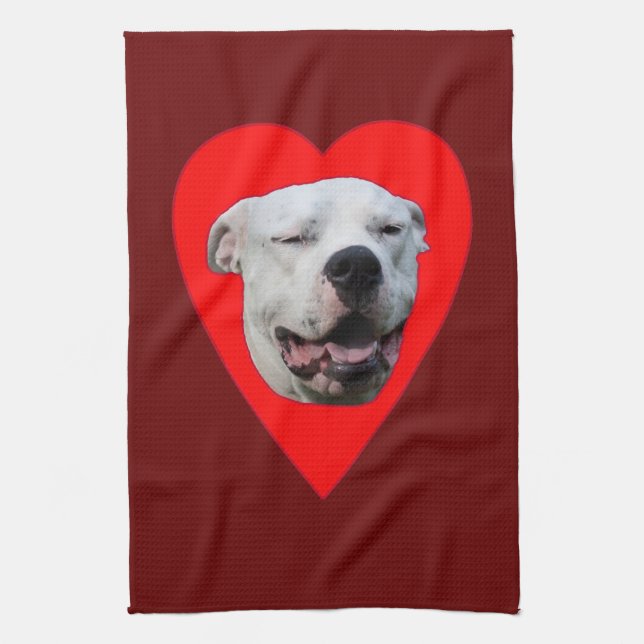 Linge De Cuisine Dogo Argentino souriant (Vertical)