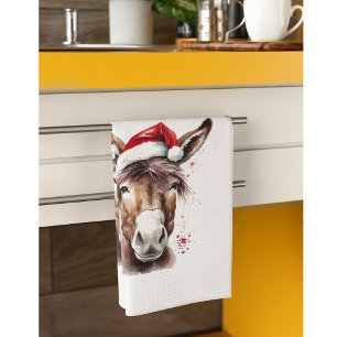 Linge De Cuisine Donkey de Noël, personnalisable