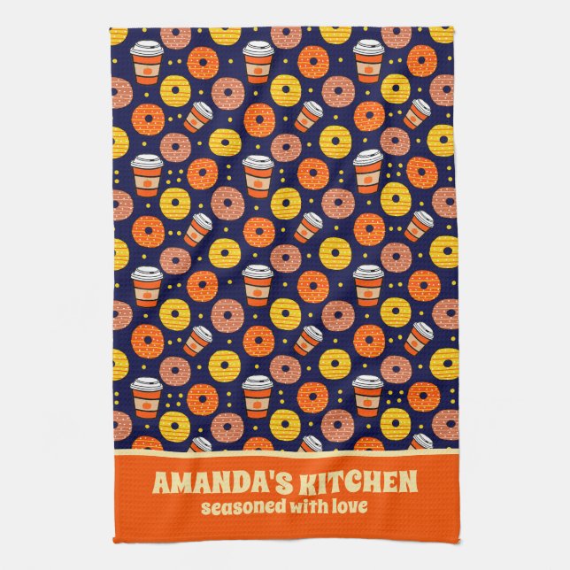 Linge De Cuisine Donuts et café de automne citrouille Thanksgiving  (Vertical)