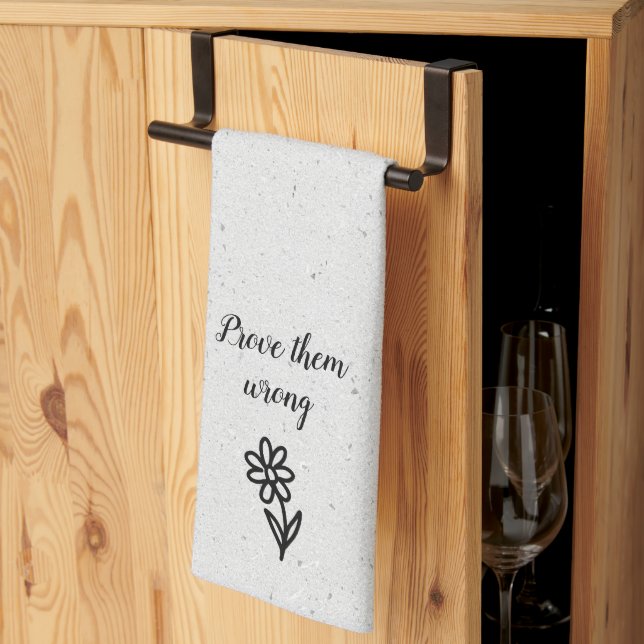 Linge De Cuisine Doodle Daisy et Citation sur Terrazzo (Pliage en tiers)