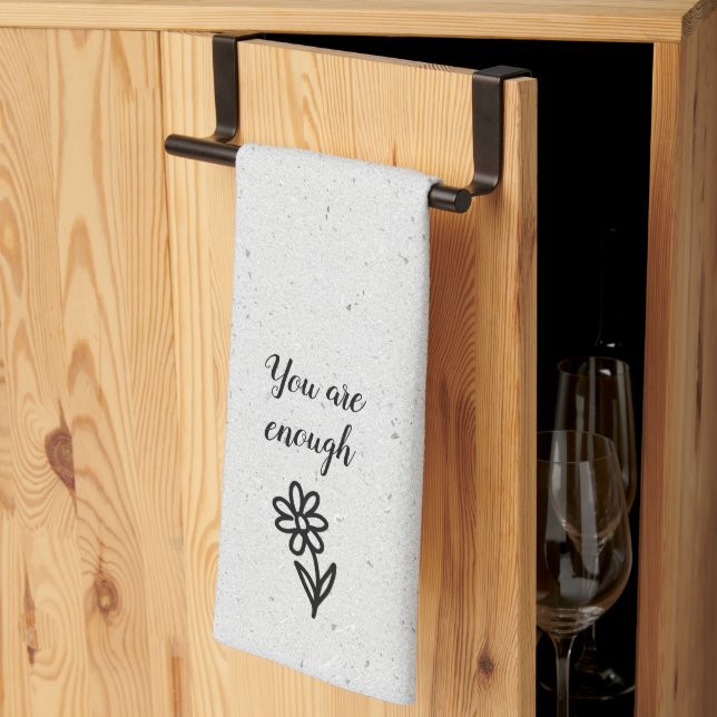 Linge De Cuisine Doodle Daisy et Citation sur Terrazzo (Pliage en tiers)