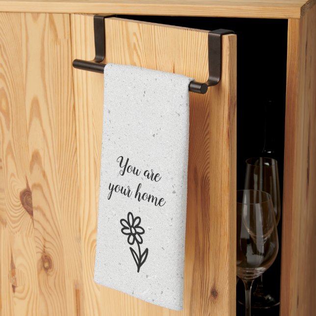 Linge De Cuisine Doodle Daisy et Citation sur Terrazzo (Pliage en tiers)