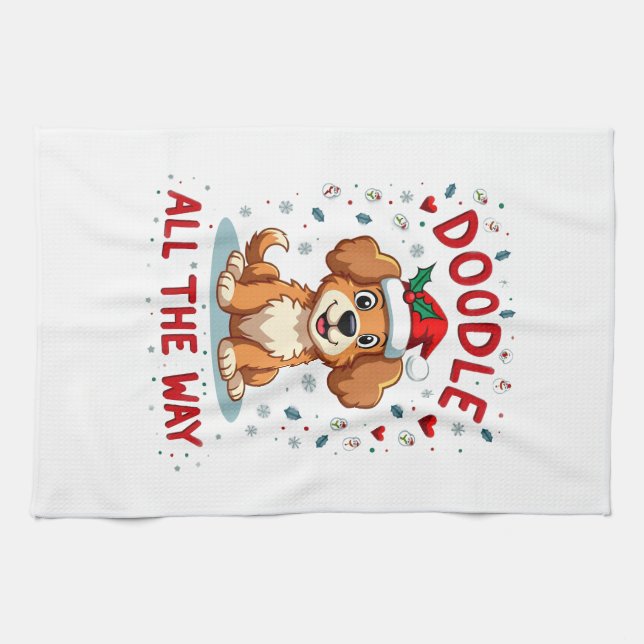 Linge De Cuisine Doodle tout au long de la voie Funny Goldendoodle  (Horizontal)