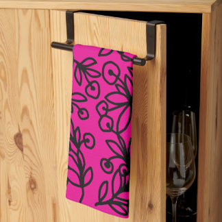 Linge De Cuisine Doodles roses et noirs