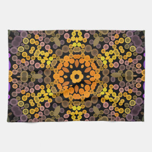 Linge De Cuisine Dot Mandala Flower Jaune et violet