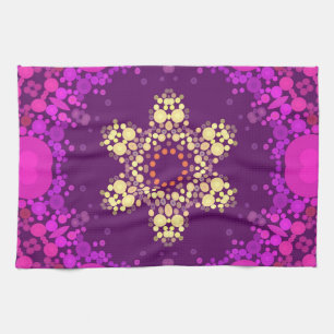 Linge De Cuisine Dot Mandala Flower rose et jaune