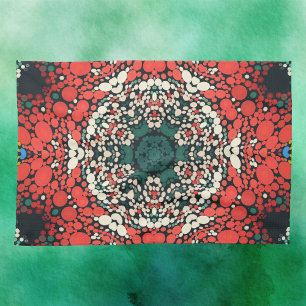 Linge De Cuisine Dot Mandala Rouge Blanc Bleu et Vert