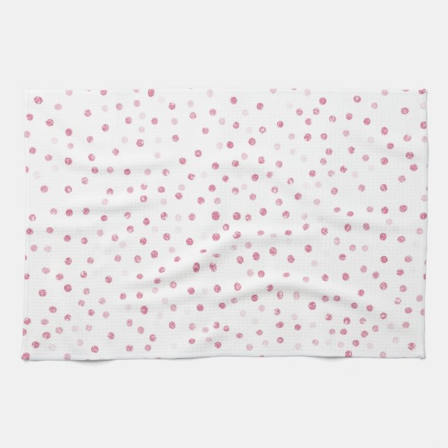 Linge De Cuisine Dots d'or pour filles Roses Confetti White Design (Horizontal)