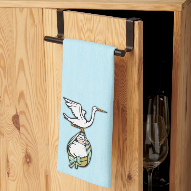 Linge De Cuisine Double Display Stork porte un bébé garçon (Pliage en tiers)