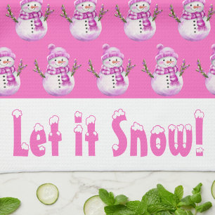 Linge De Cuisine Douce flocon de neige rose blanc Bonhomme de neige
