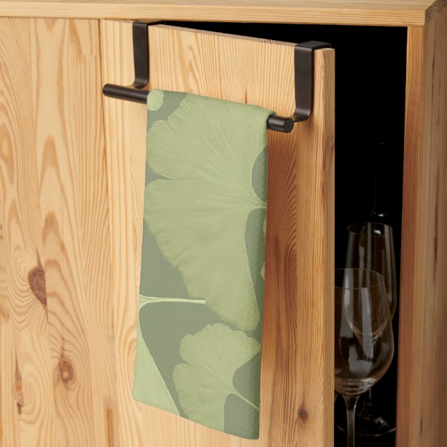 Linge De Cuisine Douce Ginkgo Botanique Rêve Vert 1 (Pliage en tiers)