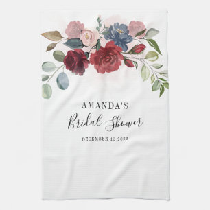 Linge De Cuisine Douce Mariée Burgundy Fleurs Rustiques Personnalis
