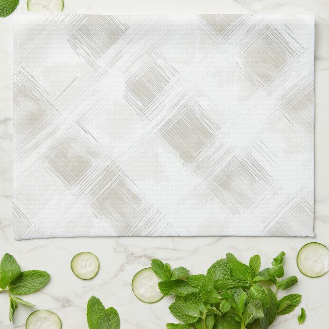 Linge De Cuisine Douche de mariage rayée blanc crème chic (Plié)