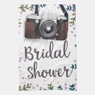 Linge De Cuisine Douche de mariée Fleurs vintage et appareil photo