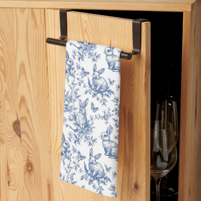 Linge De Cuisine Doux Lapins Bunny Toile Française (Pliage en tiers)