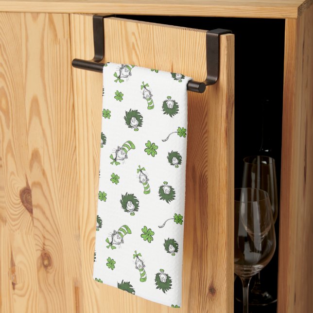 Linge De Cuisine Dr. Seuss | Motif Trèfle Chat Chapeauté (Pliage en tiers)