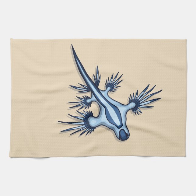 Linge De Cuisine Dragon bleu Nudibranch (Horizontal)