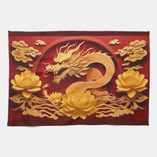 Linge De Cuisine Dragon de bois chinois et vietnamien Année 2024 KT