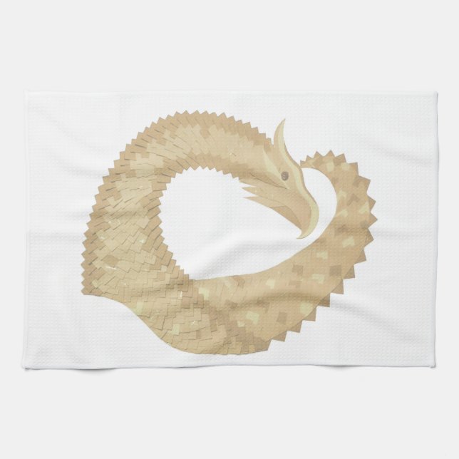 Linge De Cuisine Dragon de coeur de grès sur blanc (Horizontal)