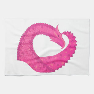 Linge De Cuisine Dragon de coeur rose chaud sur blanc