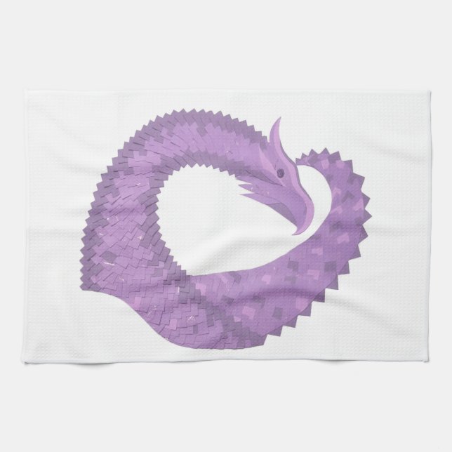 Linge De Cuisine Dragon de coeur violet de lavande blanc (Horizontal)