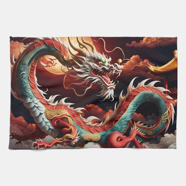 Linge De Cuisine Dragon de Nouvel An Chinois 2024 KitchT03 (Horizontal)