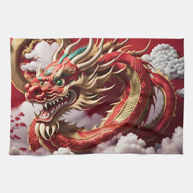 Linge De Cuisine Dragon de Nouvel An Chinois 2024 KitchT05 (Horizontal)