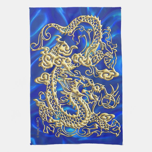 Linge De Cuisine Dragon d'or incorporé (Vertical)